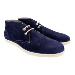 SALVATORE FERRAGAMO Size 9.5 Navy Suede Chukka Boots