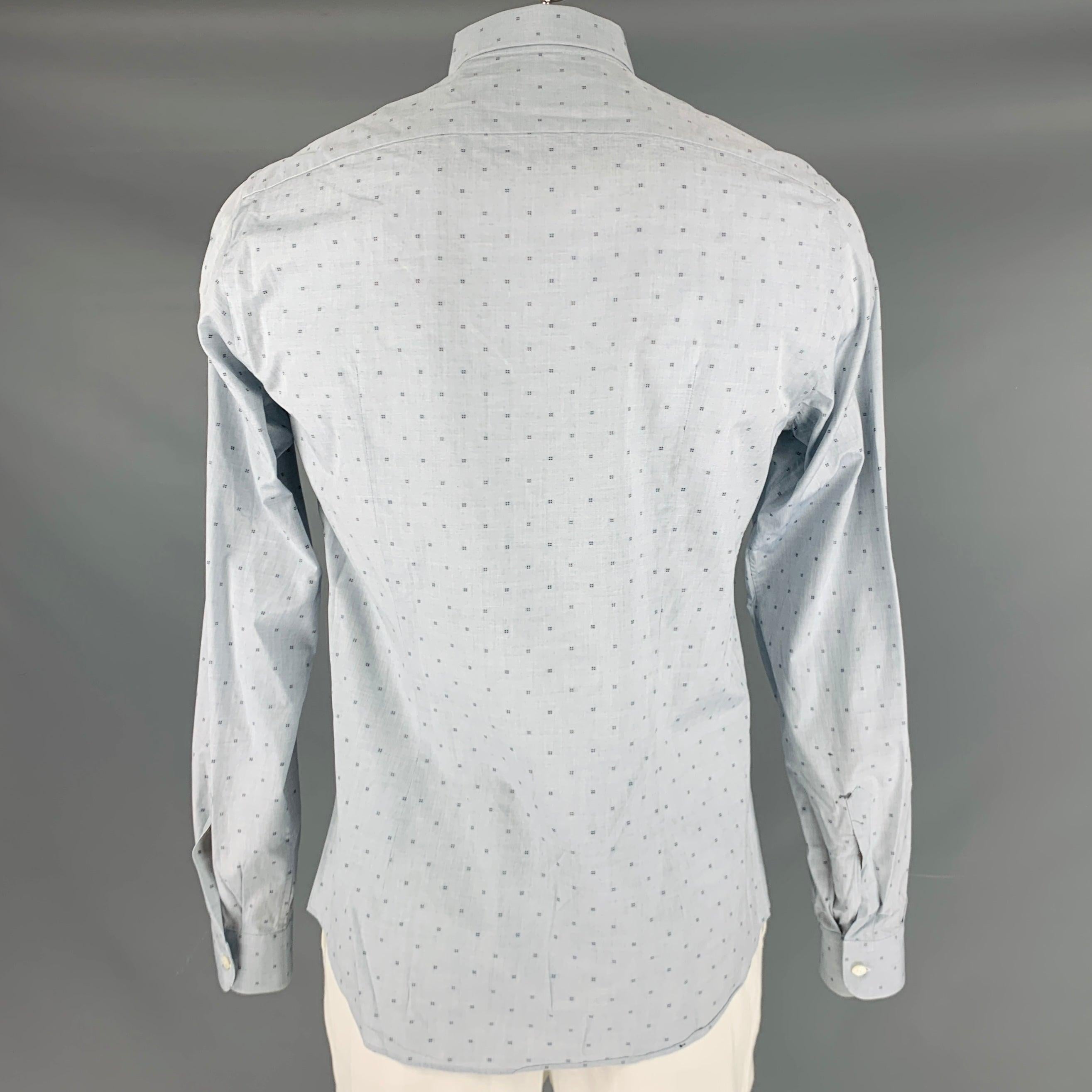 Men's SALVATORE FERRAGAMO Size L Grey Pattern Cotton Button Up Long Sleeve Shirt For Sale