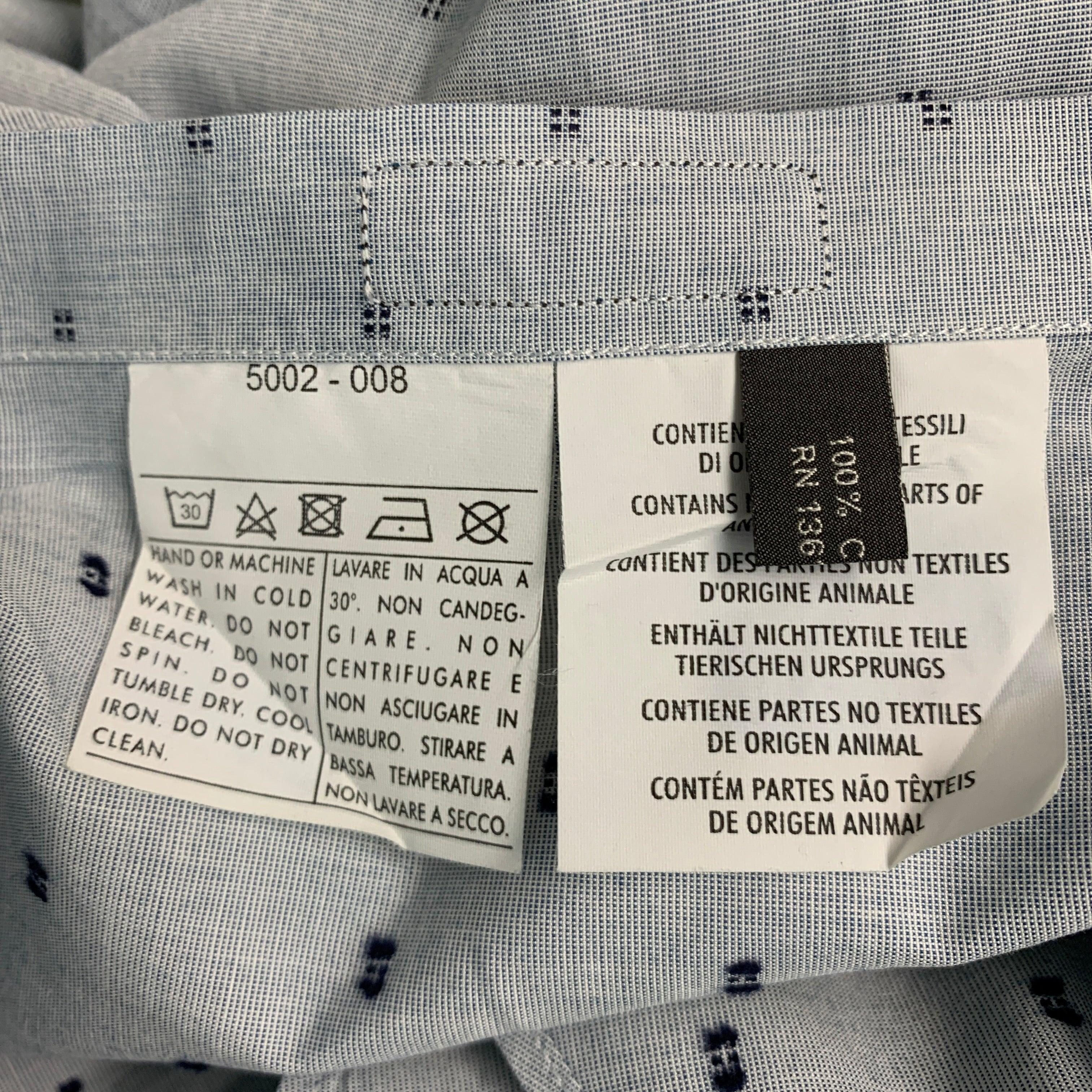 SALVATORE FERRAGAMO Size L Grey Pattern Cotton Button Up Long Sleeve Shirt For Sale 4