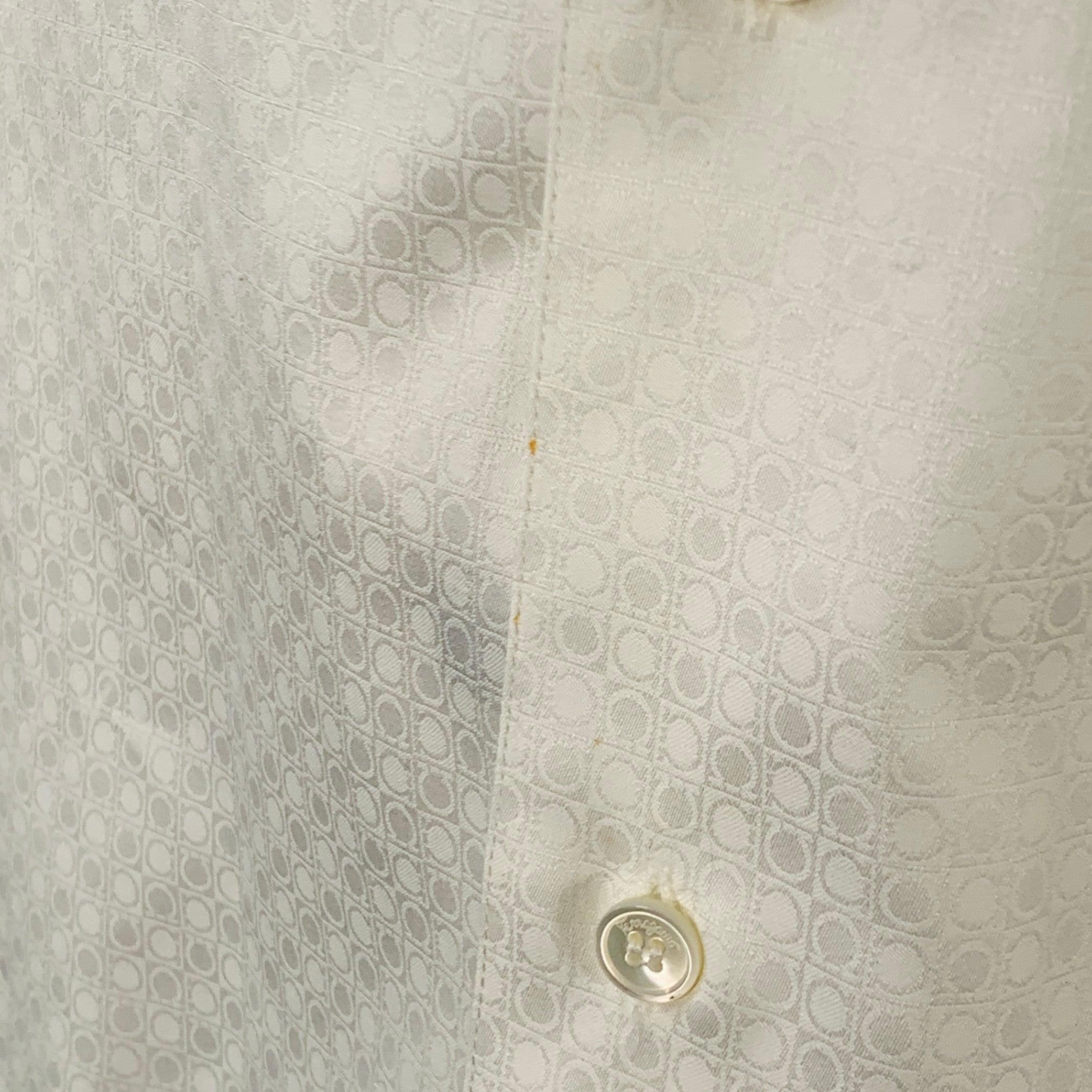 SALVATORE FERRAGAMO Size L White Circles Jacquard Derby Fit Long Sleeve Shirt (chemise à manches longues) Pour hommes en vente