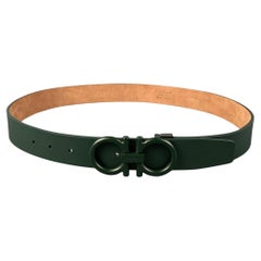 SALVATORE FERRAGAMO Size M Dark Green Leather Belt