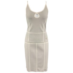 SALVATORE FERRAGAMO Size M Gray & White Knit Camisole Top & Skirt Set