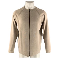 SALVATORE FERRAGAMO Chaqueta de punto de algodón y cachemira en color avena talla M