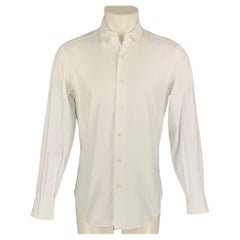 SALVATORE FERRAGAMO Size M White Cotton Button Up Long Sleeve Shirt