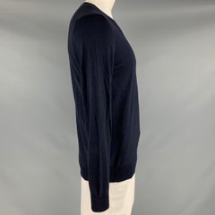 Salvatore Ferragamo Taglia XL Pullover con scollo a V in lana e seta, in stile marinaro.