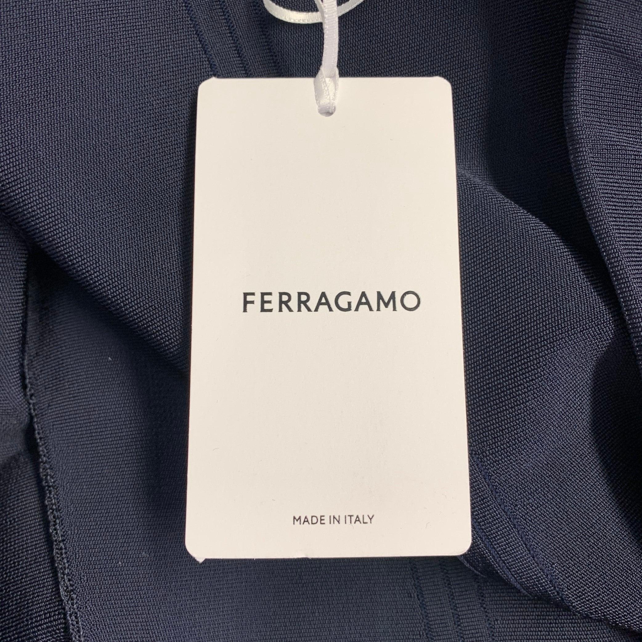 Women's SALVATORE FERRAGAMO Size XS Navy Viscose Blend Asymmetrical Mini Dress For Sale