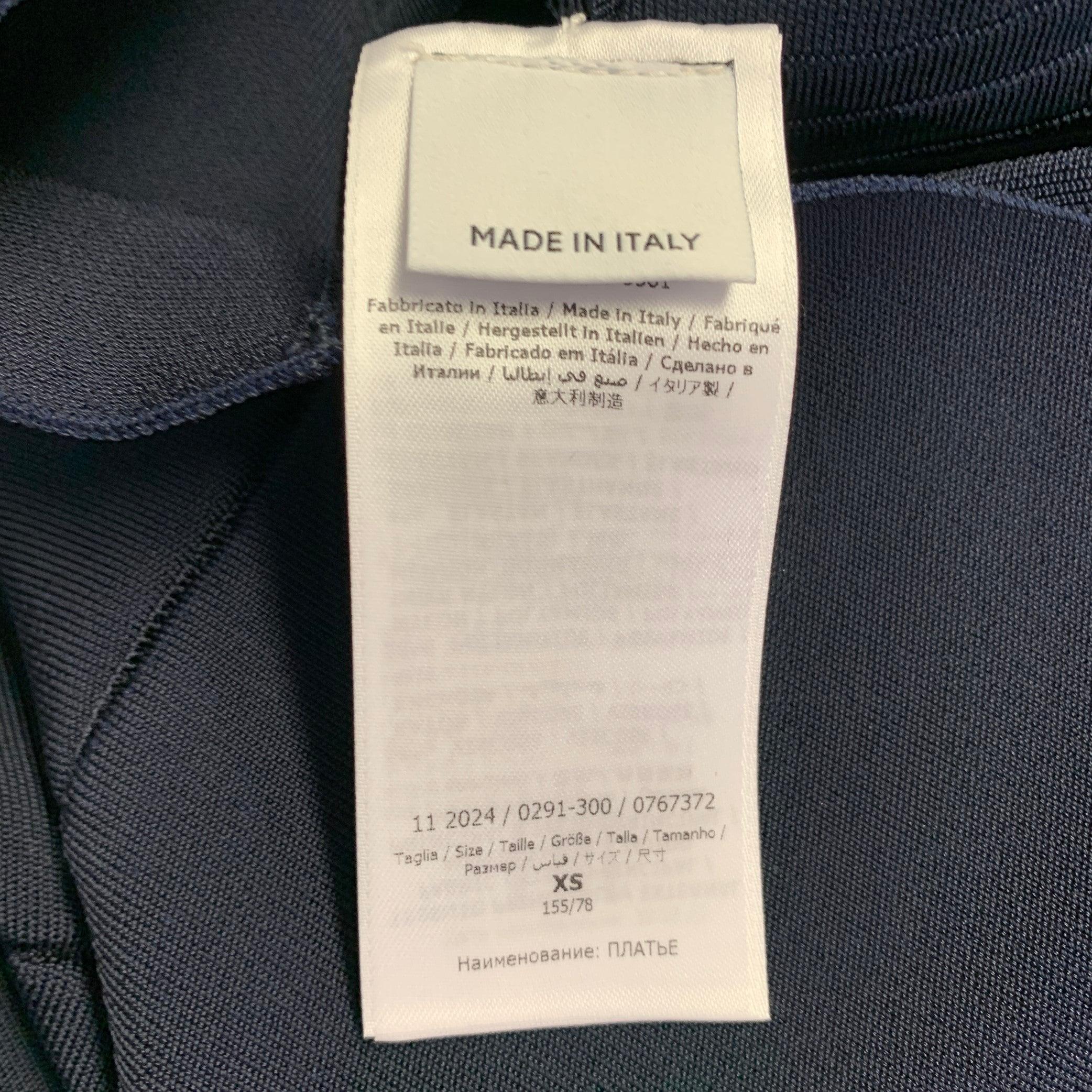 SALVATORE FERRAGAMO Size XS Navy Viscose Blend Asymmetrical Mini Dress For Sale 2
