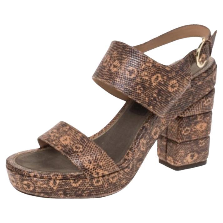Salvatore Ferragamo - Sandales à plateforme Madrina en cuir gaufré Taille 39 en vente