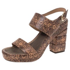 Salvatore Ferragamo Snakeskin Embossed Leather Madrina Platform Sandals Size 39