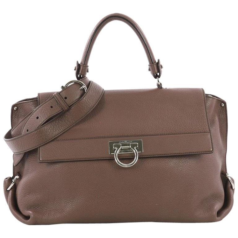 Salvatore Ferragamo Sofia Satchel Grainy Leather Large