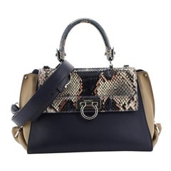 Salvatore Ferragamo Sofia Satchel Leather and Python Medium