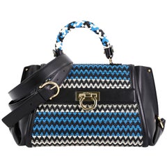 Salvatore Ferragamo Sofia Satchel Multicolor Woven Leather Medium