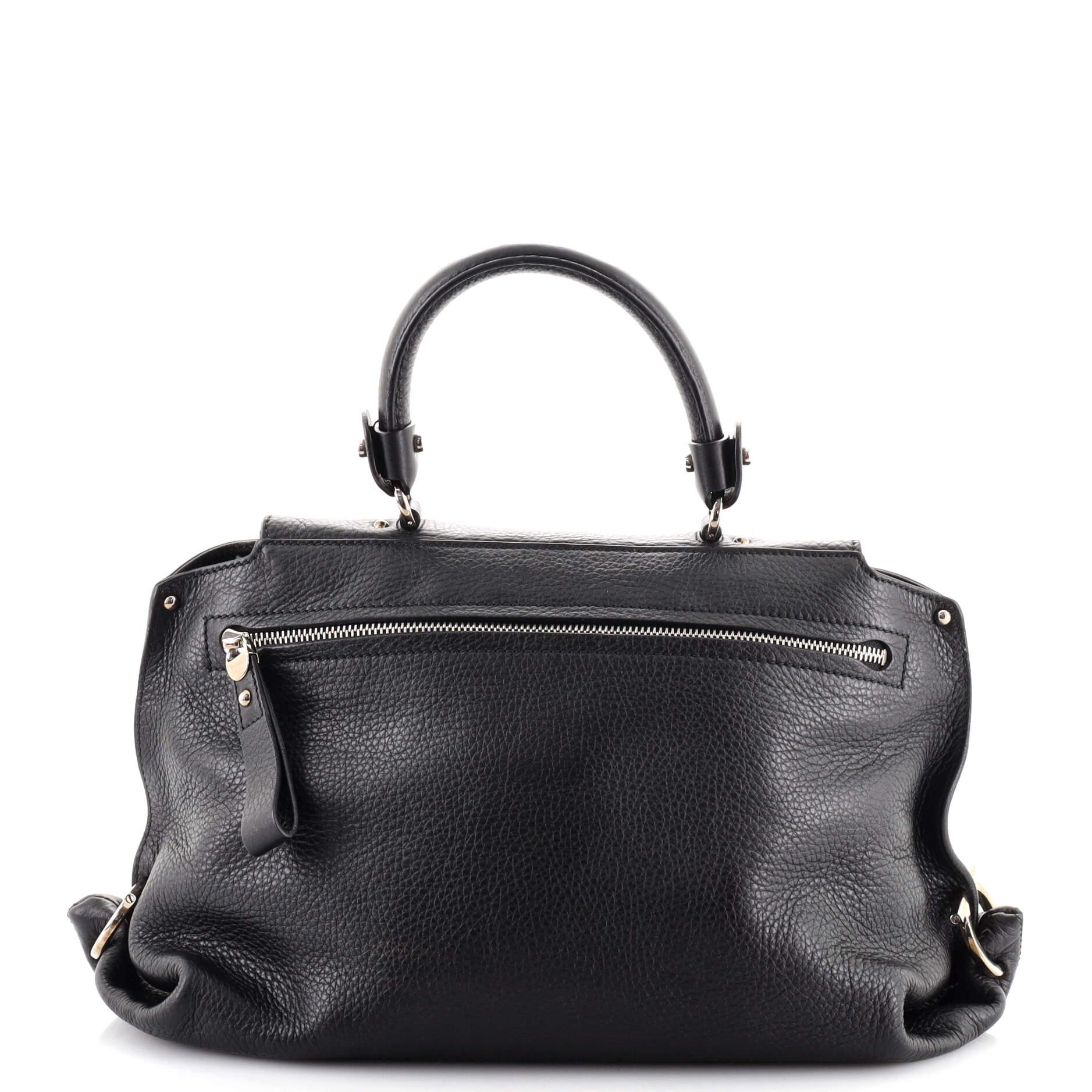 Salvatore Ferragamo Sofia Satchel Pebbled Leather Medium In Good Condition In NY, NY