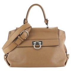 Salvatore Ferragamo Sofia Satchel Pebbled Leather Medium