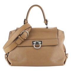Salvatore Ferragamo Sofia Satchel Pebbled Leather Medium