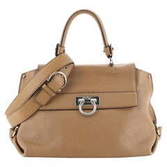 Salvatore Ferragamo Sofia Satchel Pebbled Leather Medium