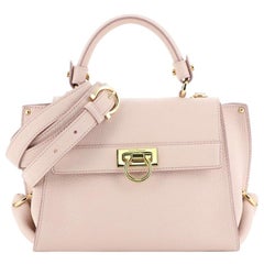 Used Salvatore Ferragamo Sofia Satchel Pebbled Leather Small