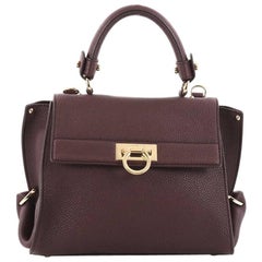 Salvatore Ferragamo Sofia Satchel Pebbled Leather Small