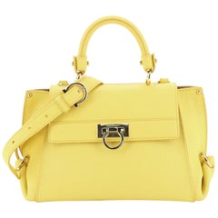 Salvatore Ferragamo Sofia Satchel Pebbled Leather Small