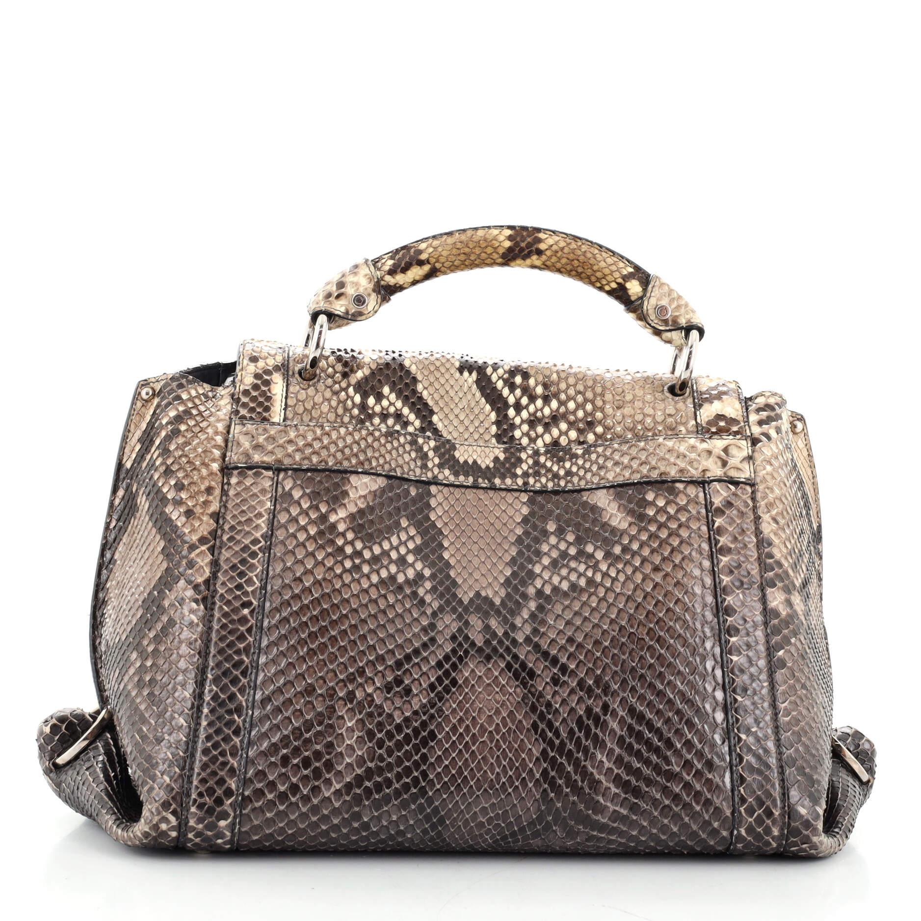 Gray Salvatore Ferragamo Sofia Satchel Python Medium For Sale