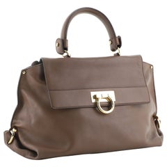 Salvatore Ferragamo Sofia Satchel Smooth Leather Medium Brown