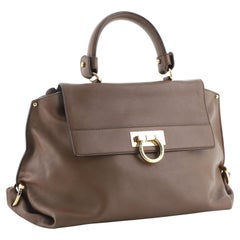 Salvatore Ferragamo Sofia Satchel Smooth Leather Medium Brown Smooth Leather 