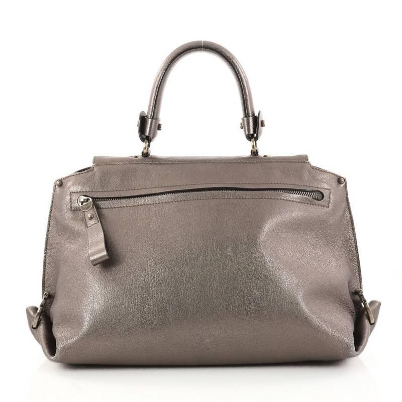 Gray Salvatore Ferragamo Sofia Satchel Smooth Leather Small