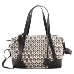 Salvatore Ferragamo Soft Duffle Bag Printed Canvas with Leather