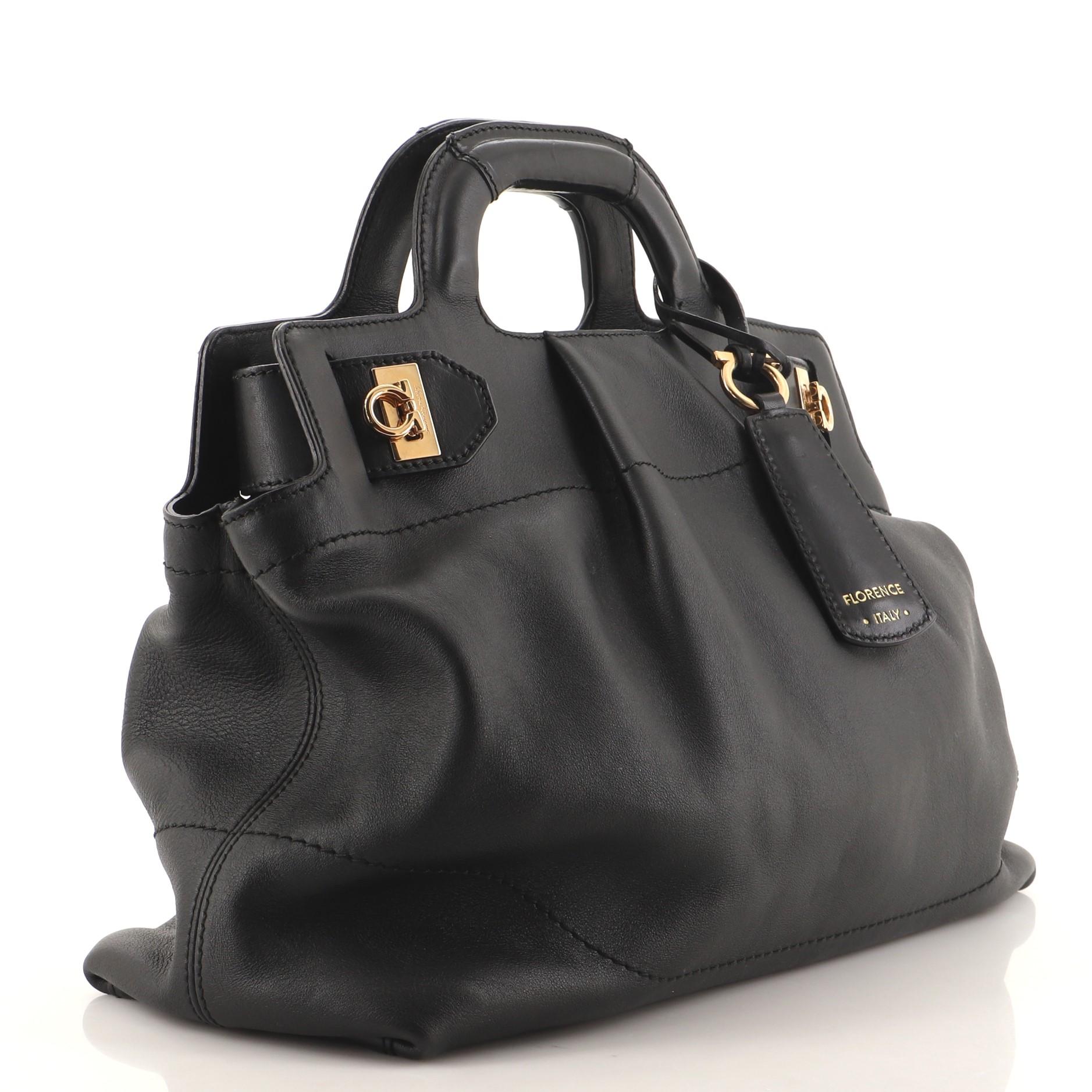 Salvatore Ferragamo Soft W Tragetasche aus Leder Groß (Schwarz)
