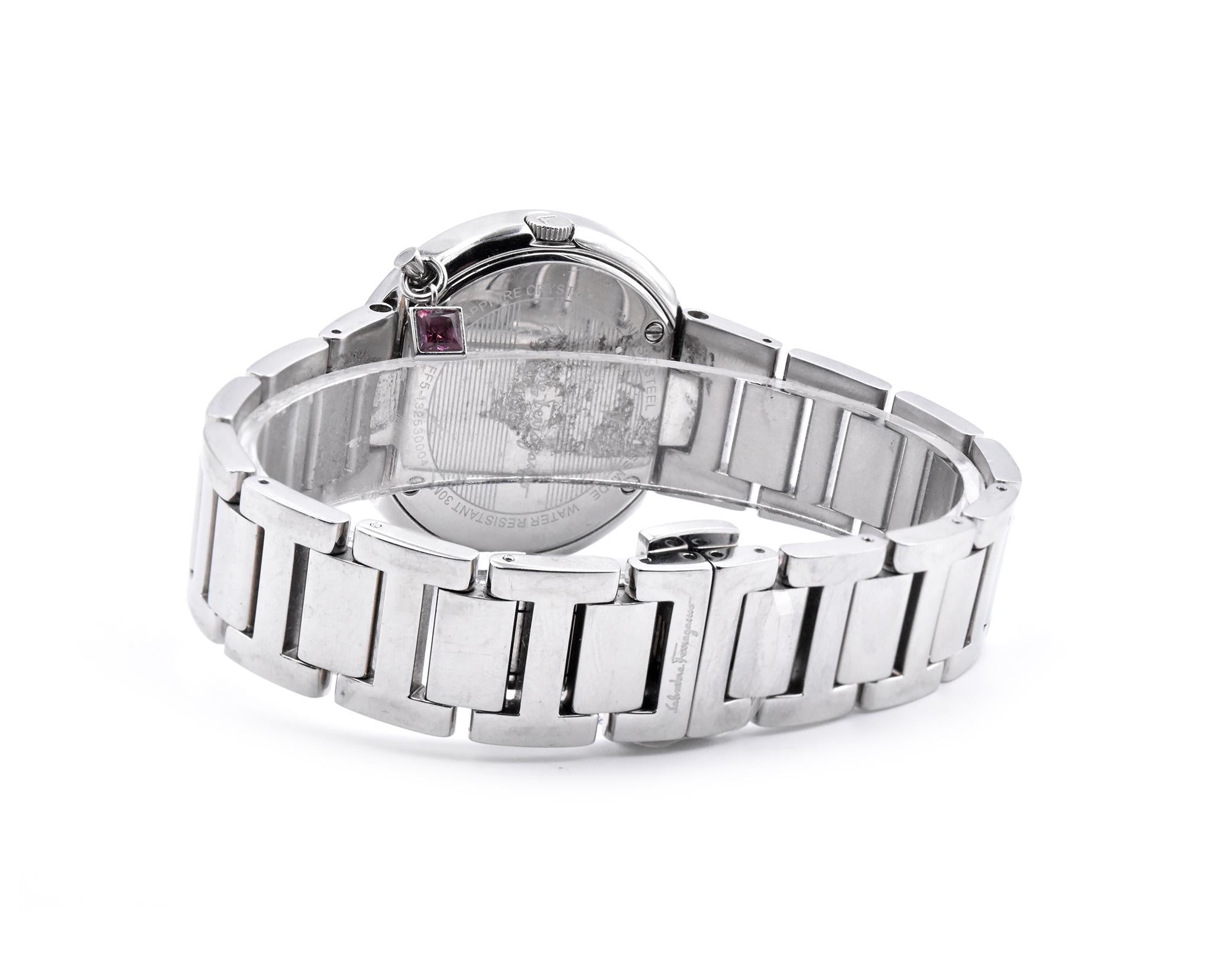 salvatore ferragamo gancino bracelet stainless steel ladies quartz watch