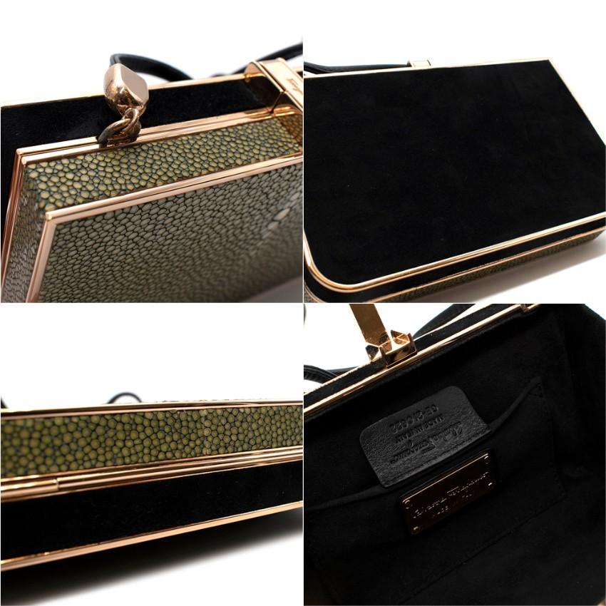 Salvatore Ferragamo Stingray & Black Suede Box Clutch Bag In Excellent Condition In London, GB