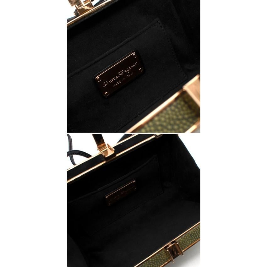 Salvatore Ferragamo Stingray & Black Suede Box Clutch Bag 1