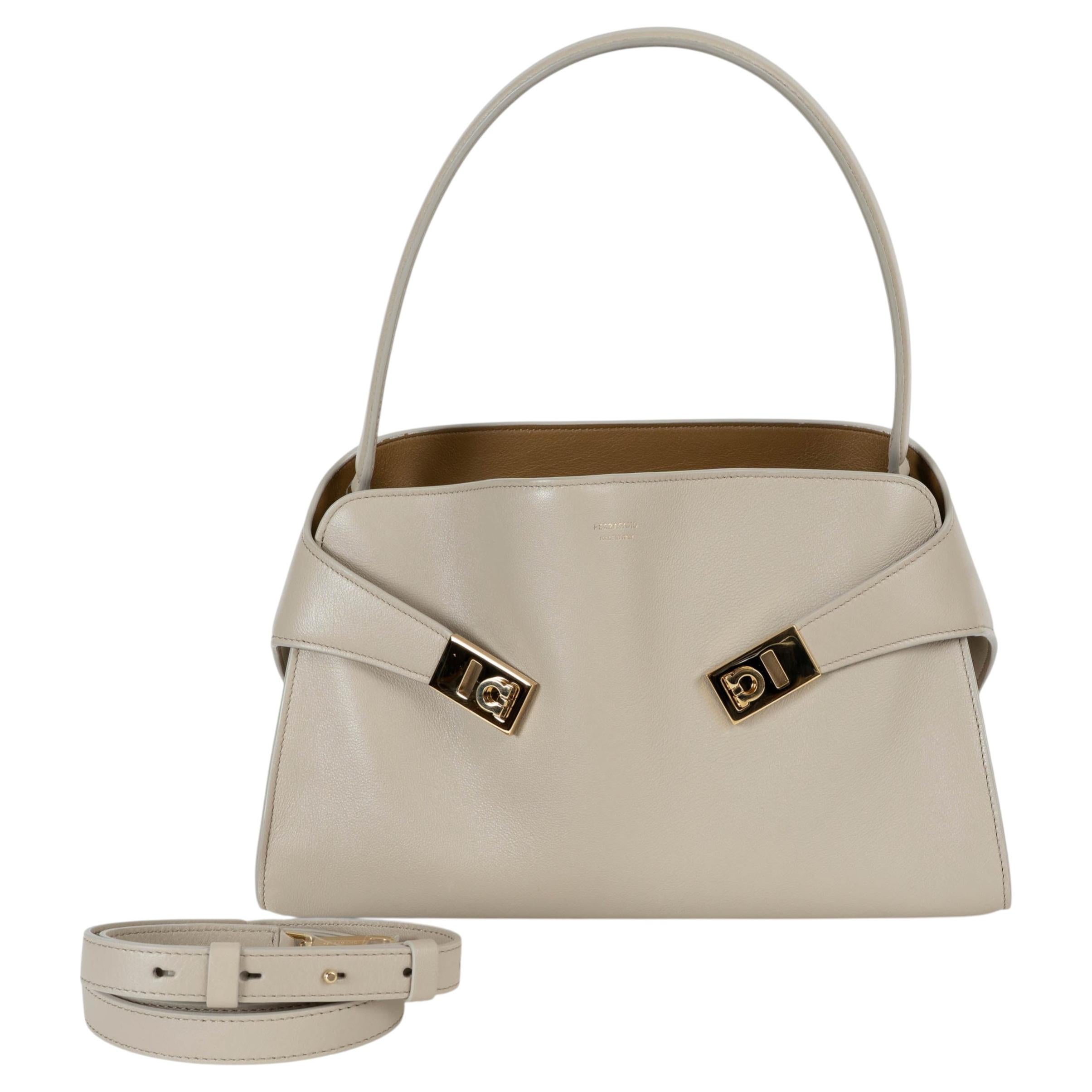SALVATORE FERRAGAMO Stone pelle arancione bruciata HUG SOFT M BICOLOR Borsa