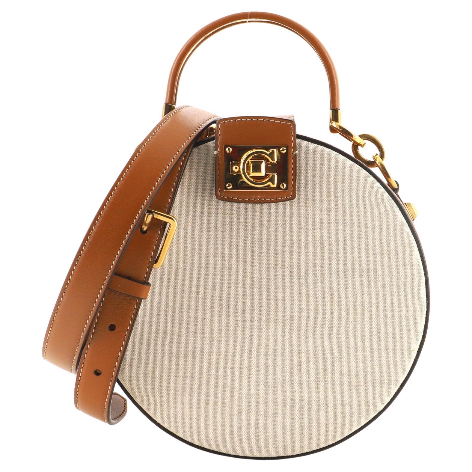 Salvatore Ferragamo Studio Round Bag Canvas with Leather Mini