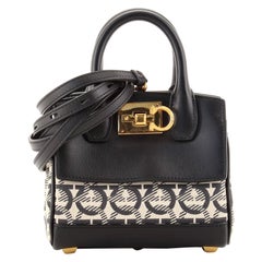 Salvatore Ferragamo Studio Satchel Embroidered Canvas and Leather Mini