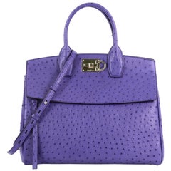 Salvatore Ferragamo Studio Satchel Ostrich Medium
