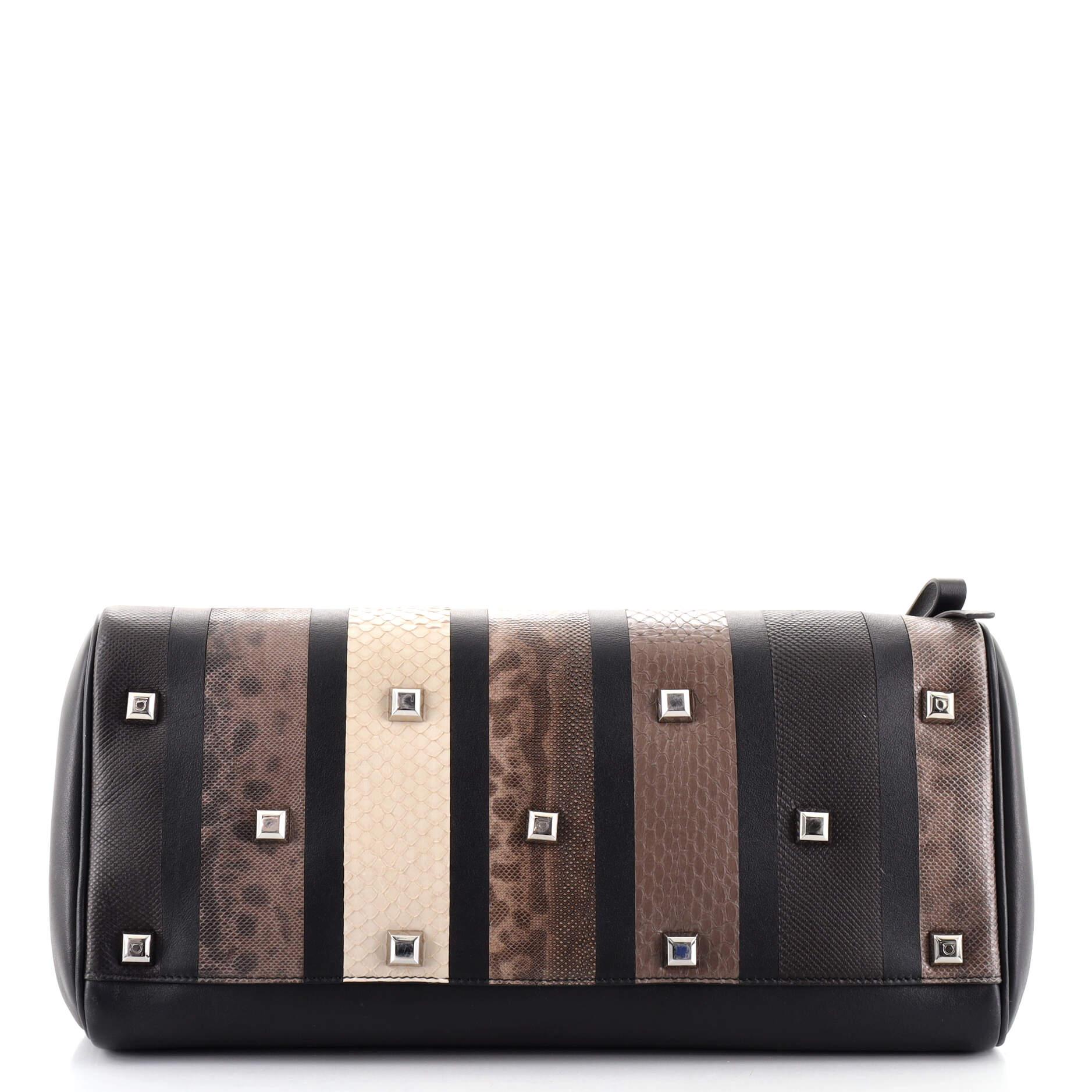 Salvatore Ferragamo Studio Satchel Gestreiftes Schlangenhaut Medium für Damen oder Herren