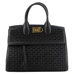 Salvatore Ferragamo Studio Satchel Woven Leather Medium