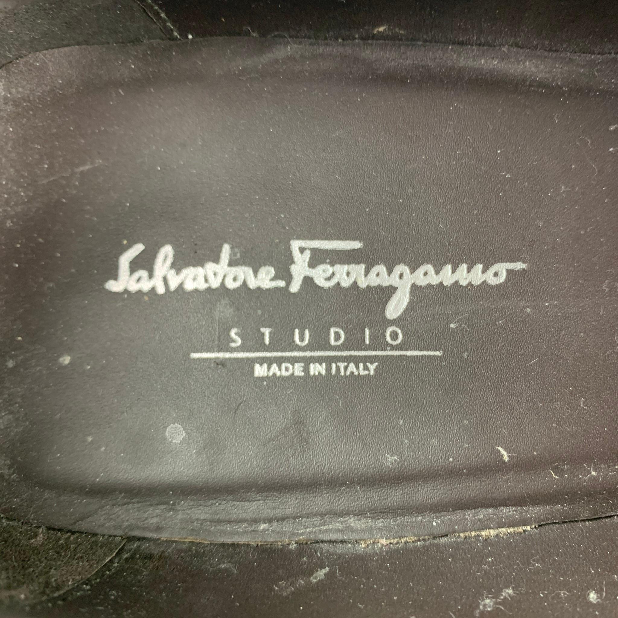 SALVATORE FERRAGAMO Studio Size 12 Tan Antique Leather Lace Up Shoes In Good Condition In San Francisco, CA