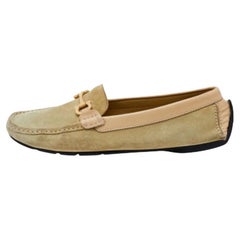 Used Salvatore Ferragamo Suede And Leather Gancini Bit Slip On Loafers Size 39.5