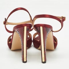 Salvatore Ferragamo Suede and Python Leather Ankle Strap Sandals Size 38.5