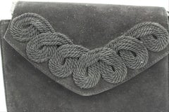 Salvatore Ferragamo Suede Flap Woc Msml9 Black Clutch