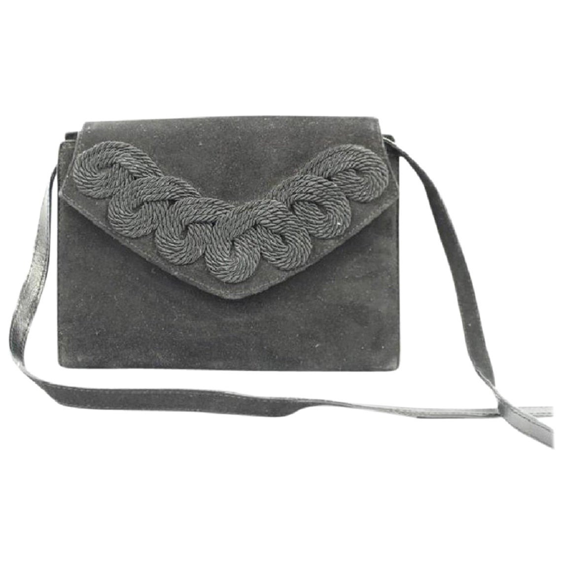 Salvatore Ferragamo Patta in pelle scamosciata Woc Msml9 Pochette nera in vendita