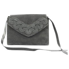 Salvatore Ferragamo Patta in pelle scamosciata Woc Msml9 Pochette nera