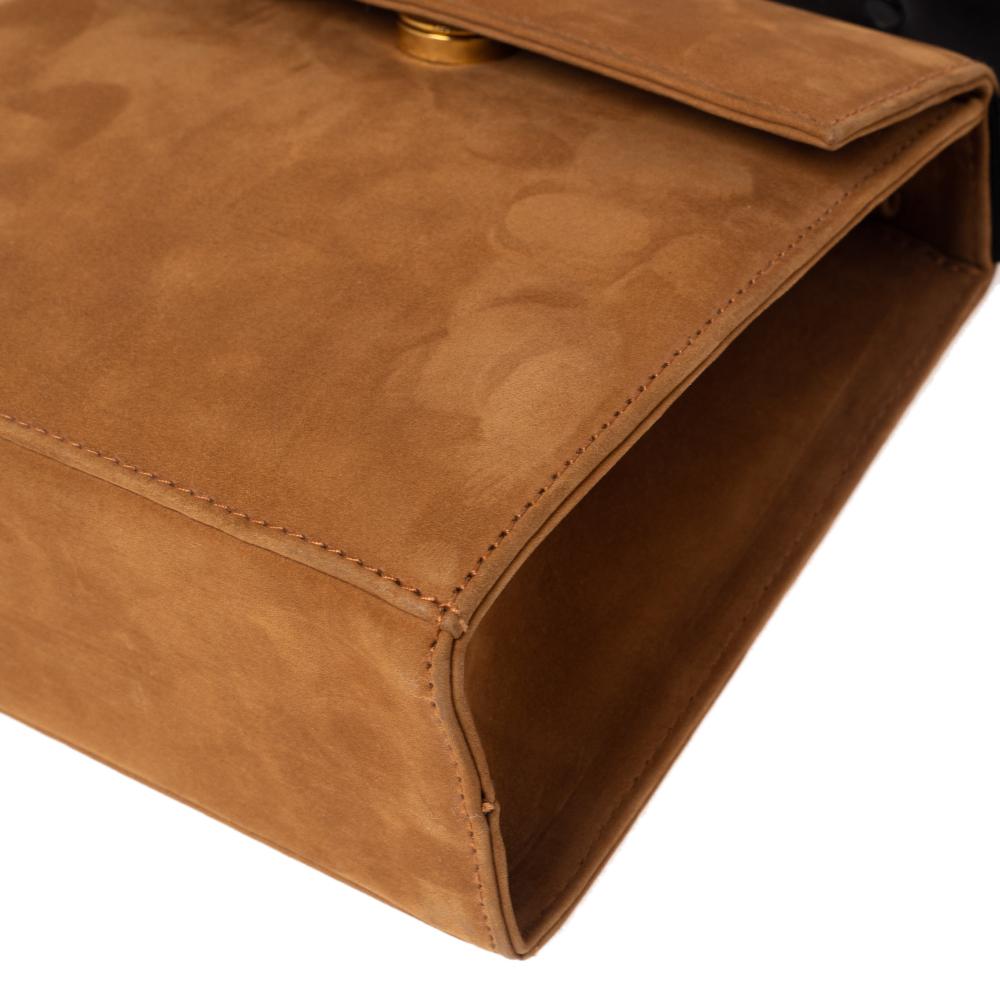 Salvatore Ferragamo Tan/Black Nubuck Leather Vara Bow Top Handle Bag In Good Condition In Dubai, Al Qouz 2