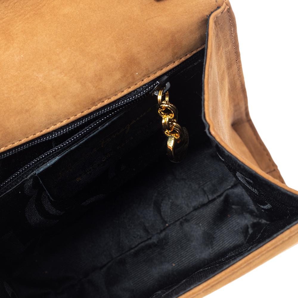 Salvatore Ferragamo Tan/Black Nubuck Leather Vara Bow Top Handle Bag 1