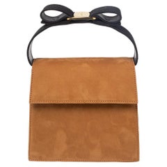 Salvatore Ferragamo Tan/Black Nubuck Leather Vara Bow Top Handle Bag