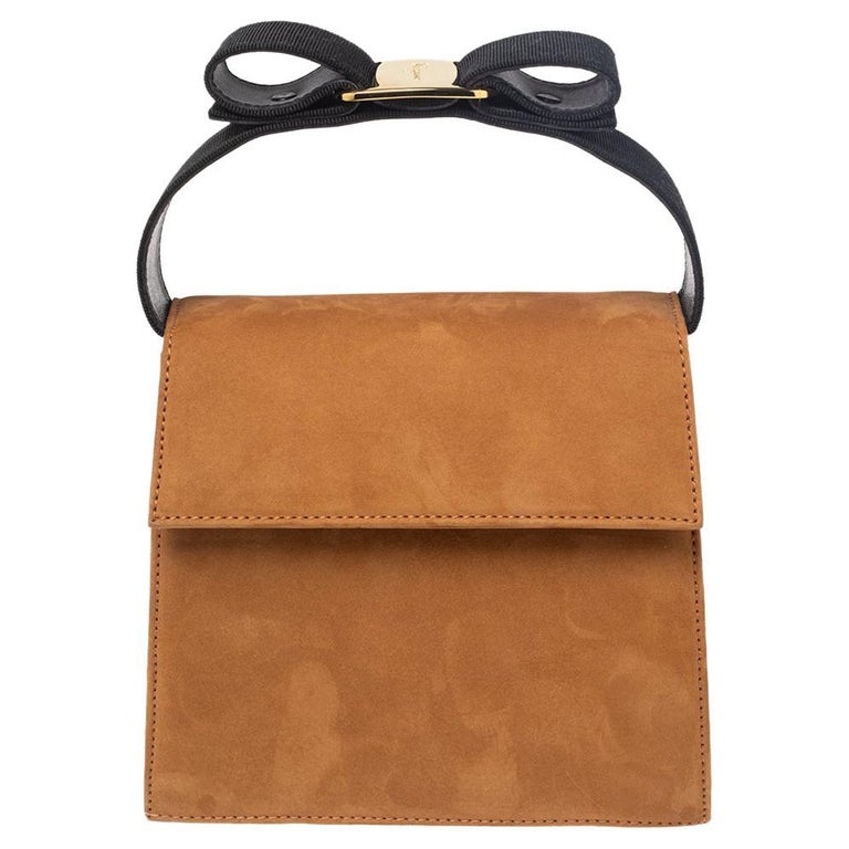 Salvatore Ferragamo Tan/Black Nubuck Leather Vara Bow Top Handle Bag For  Sale at 1stDibs | ferragamo vara bow top handle bag, black, tan top handle  bag