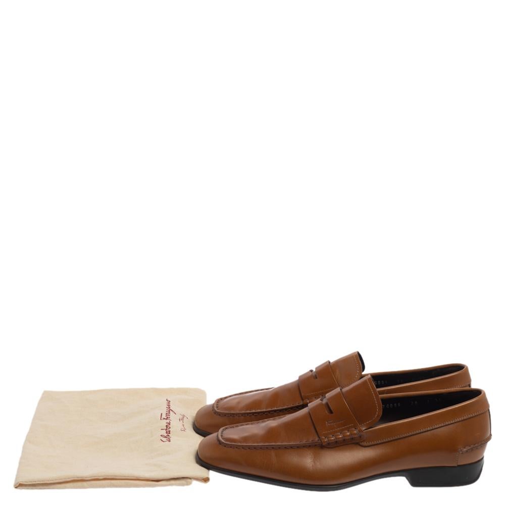 Salvatore Ferragamo Tan Glaze Leather Penny Loafers Size 41 2