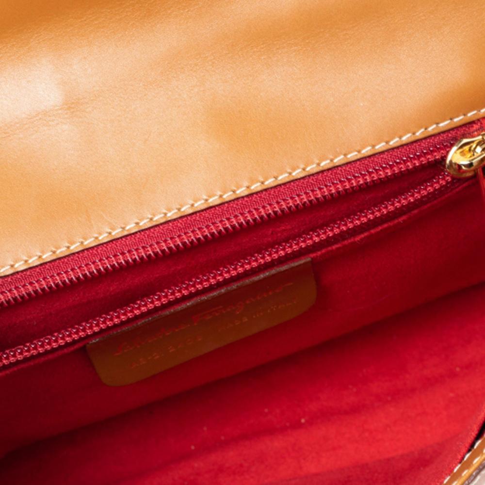 Salvatore Ferragamo Tan Leather Gancini Flap Shoulder Bag 2